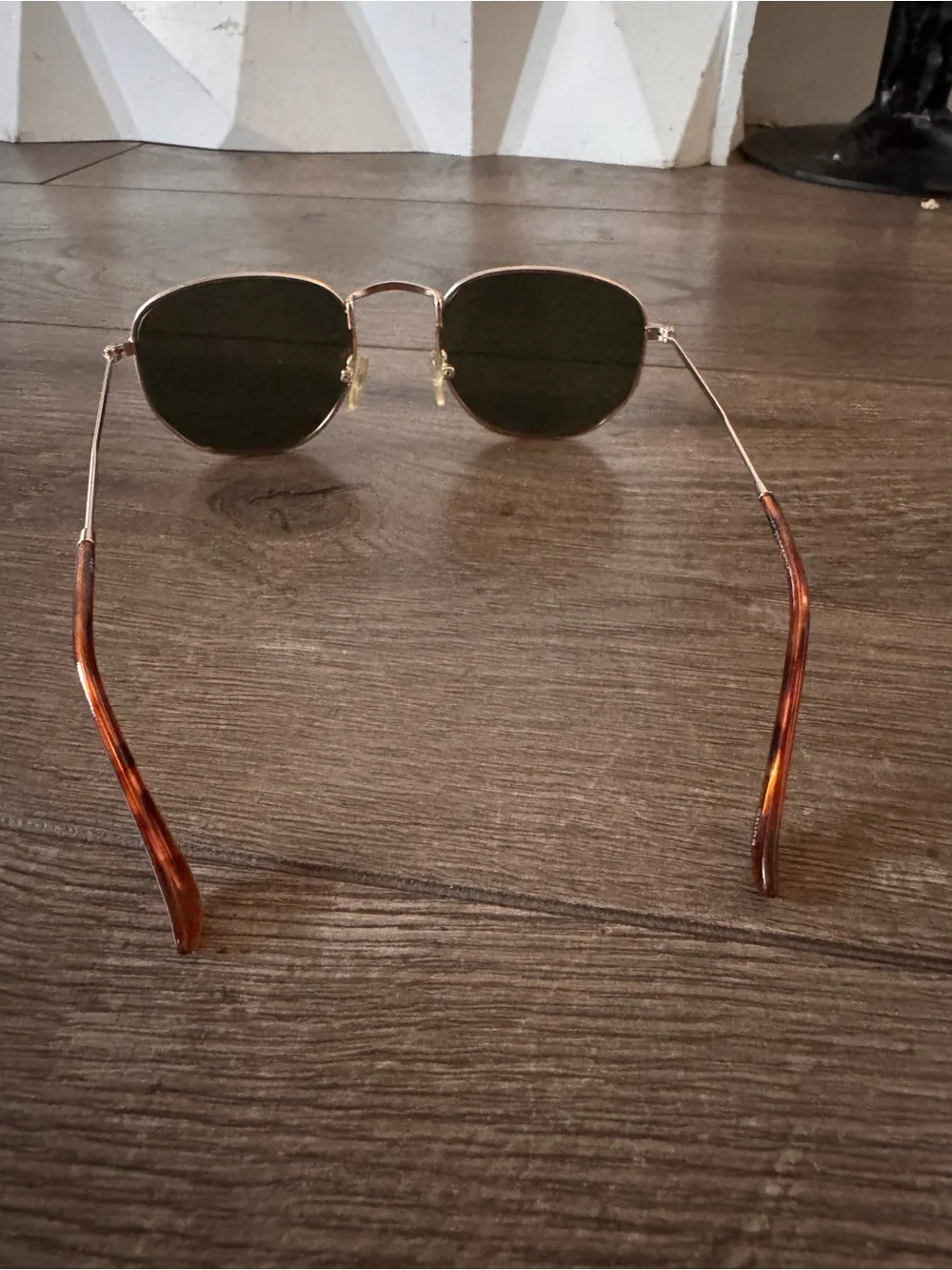 Stunning Gold Metal Hexagon Sunglasses